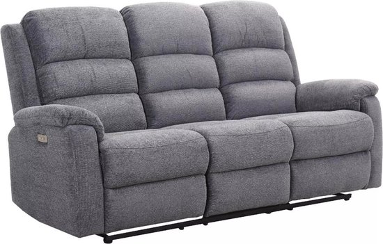 Canapé relax 3 places électrique en tissu avec plateforme NEVERS - Anthracite L 187 cm x H 103 cm x P 95 cm