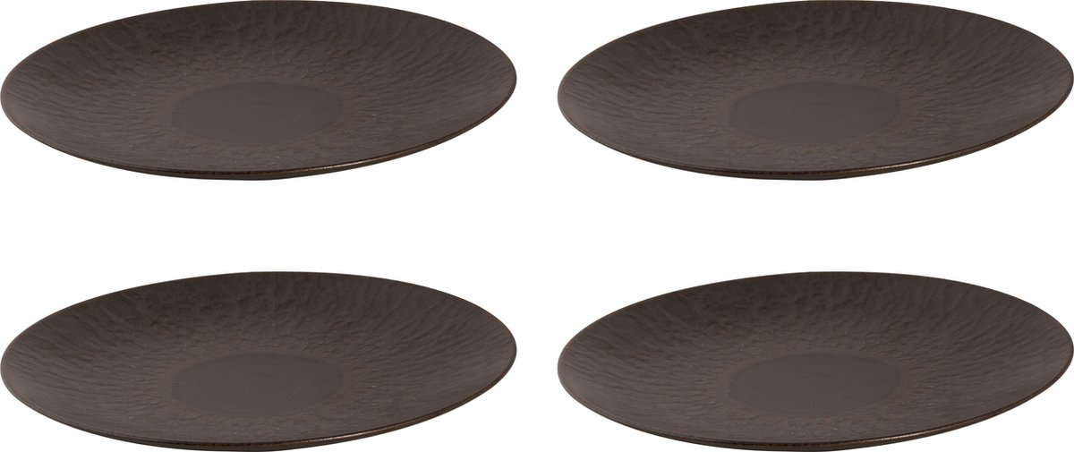 Palmer - Ruston - Bord - 4 stuks - ø 27 cm - Bruin - Stoneware - Bordenset