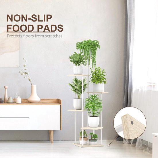 MAIJIAJU Bloemenstandaard 6-etages, wit, tuinsets, handschoenen, 108 cm
