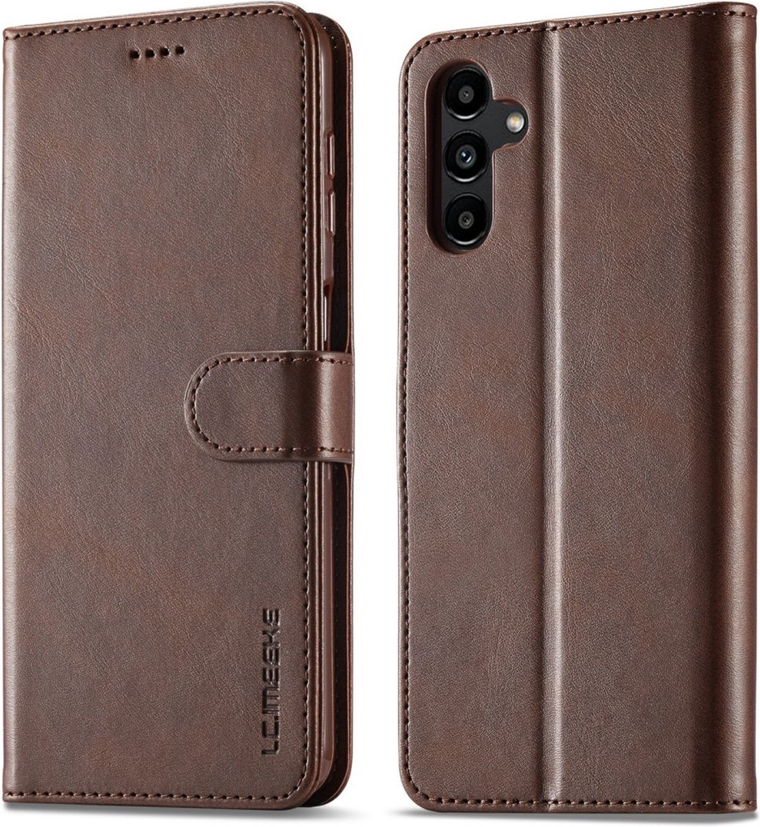 LC.IMEEKE Hoesje - Geschikt voor Samsung Galaxy A05s Hoesje - LC.IMEEKE Luxe Book Case - Donkerbruin