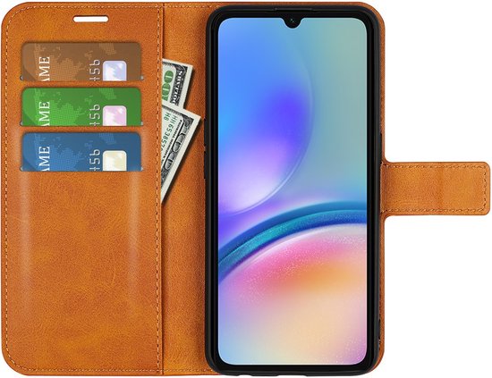 Coverup Deluxe Book Case - Convient pour Samsung Galaxy A05s Case - Marron