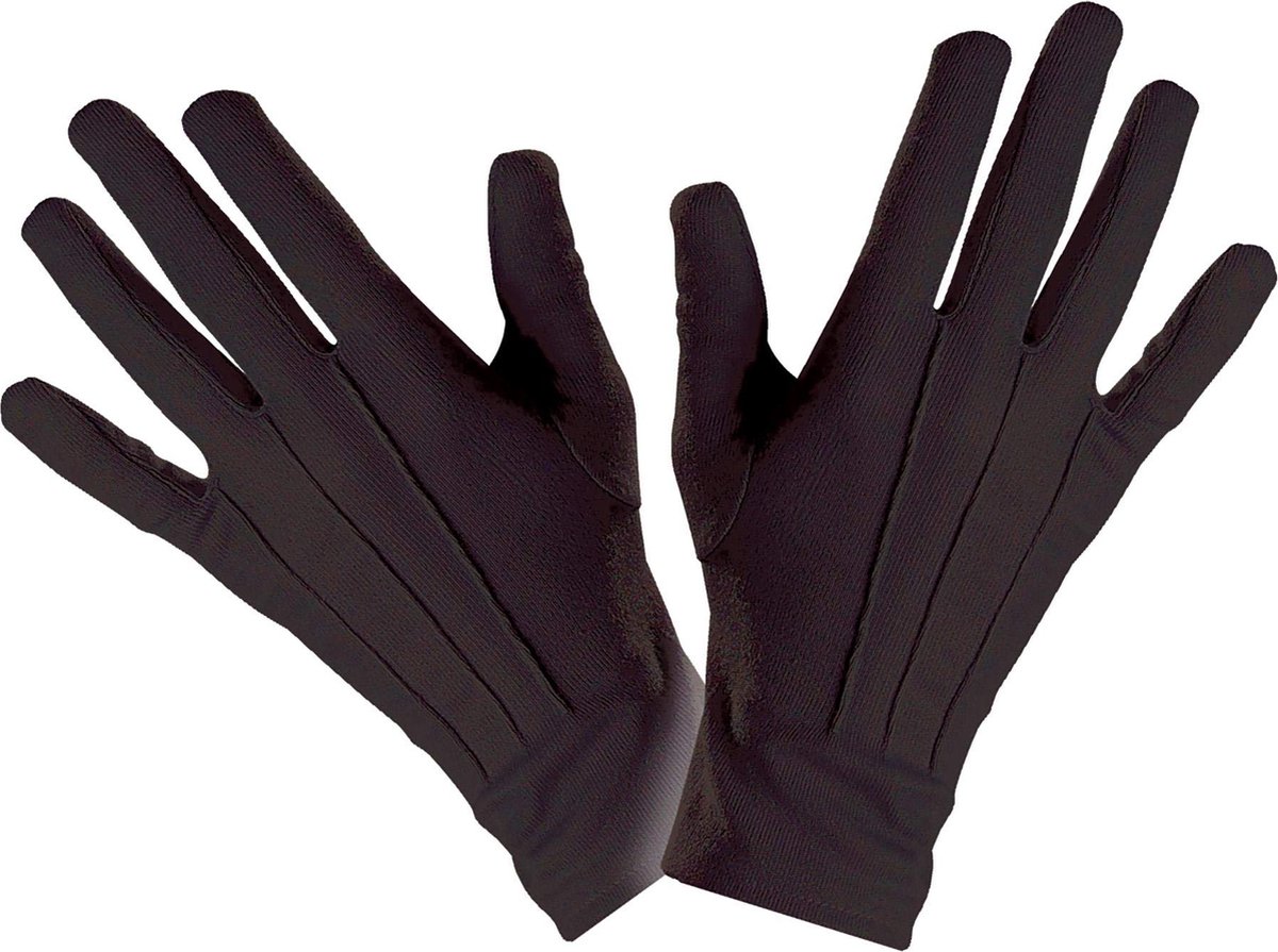 Widmann - Zwarte Handschoenen - Zwart - Carnavalskleding - Verkleedkleding