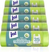 Bol.com Ja! | 5 x 30 pedaalemmerzakken met geur | 35 liter | Citrus geur | 150 afvalzakken | met handvaten | multipack aanbieding