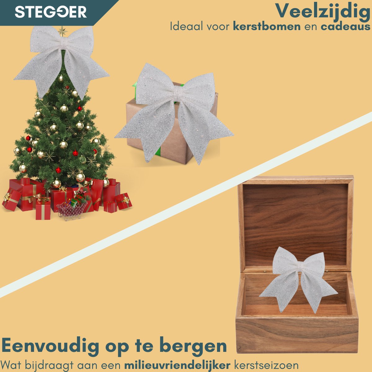 Lot De 12 Arcs De Noël Pailletés Rouge – Grand Nœud Ruban 12x15 Cm – Décoration Sapin, Emballage Cadeaux & Guirlandes