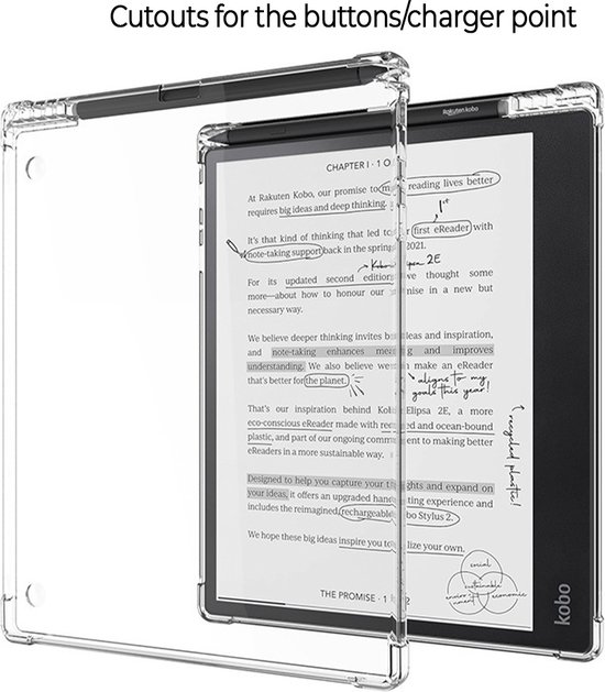 Lunso Geschikt voor Kobo Elipsa 2E hoes (10 inch) - TPU Backcover - Transparant van Lunso — afbeelding 2
