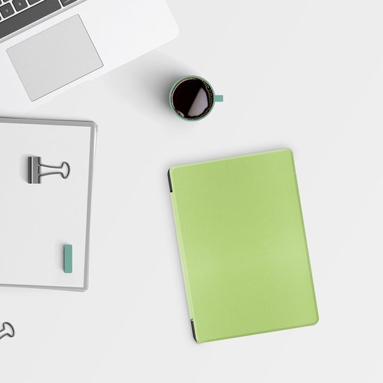 Lunso Geschikt voor Kobo Aura Edition 2 hoes (6 inch) - sleepcover - Groen van Lunso — afbeelding 4