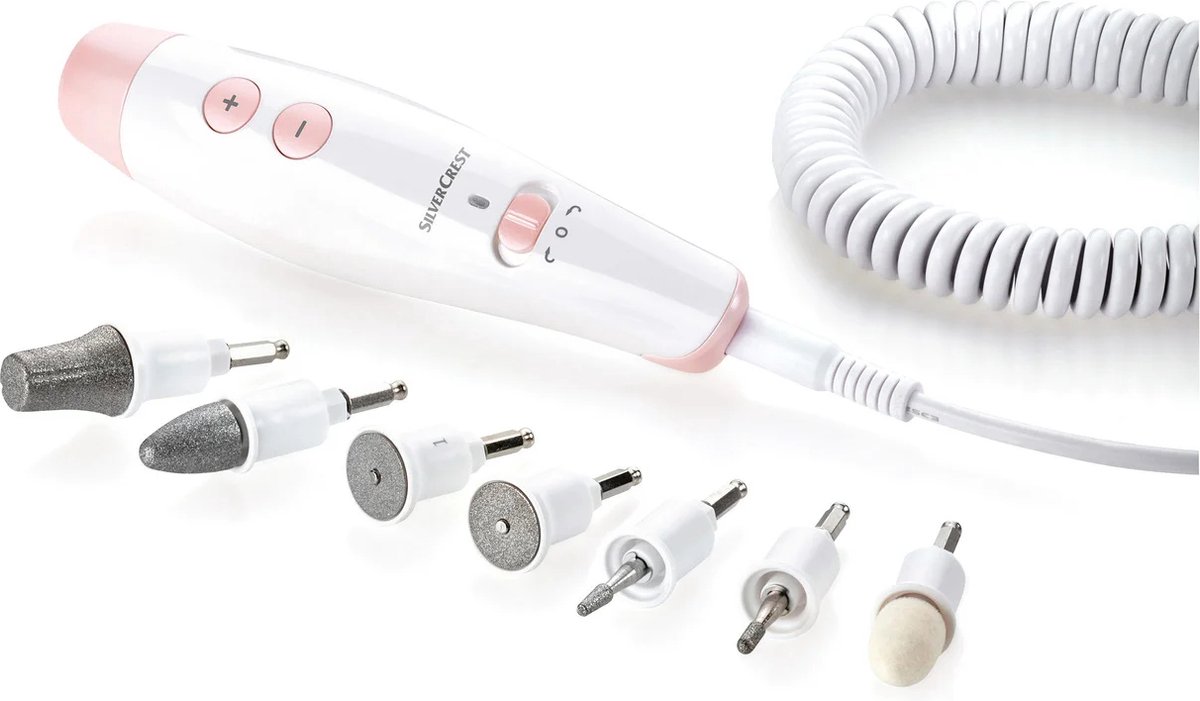 Silvercrest Manicure & Pedicure set - Roze - 7 Opzetstukken - 1 Opbergtas - Spiraalkabel - Netadapter