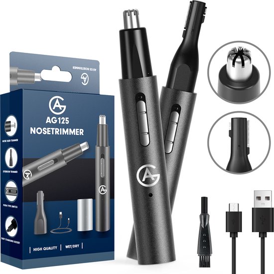 AG125 Neustrimmer Mannen - Vrouwen - Oplaadbaar - Oortrimmer - Dames - Wenkbrauwtrimmer - Multifunctioneel Professioneel 3 in 1 Trimmer - Neushaartrimmers