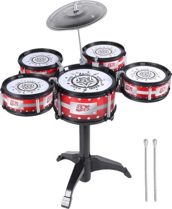 NonKob Drumstel voor kinderen, jazz drumset voor kinderen, 5 drums met