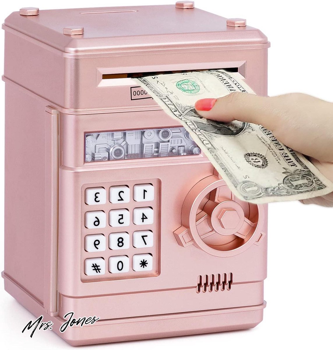 Mrs. Jones Spaarvarken Meisjes 3-12 jaar Elektronische Wachtwoordspaarpot - ATM Spaarbank Geld Bank Veilig - Verjaardagscadeaus Meisjes Roségoud .