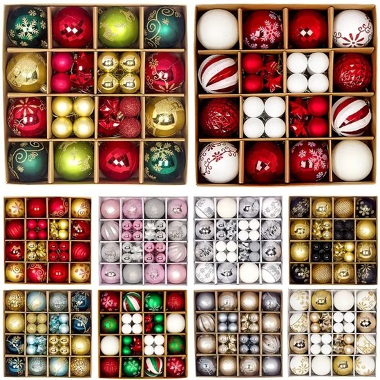 Boules de Noël Livano - Décorations de Noël - Plastique - Mix 7 - Set de boules de Noël - 44 pièces