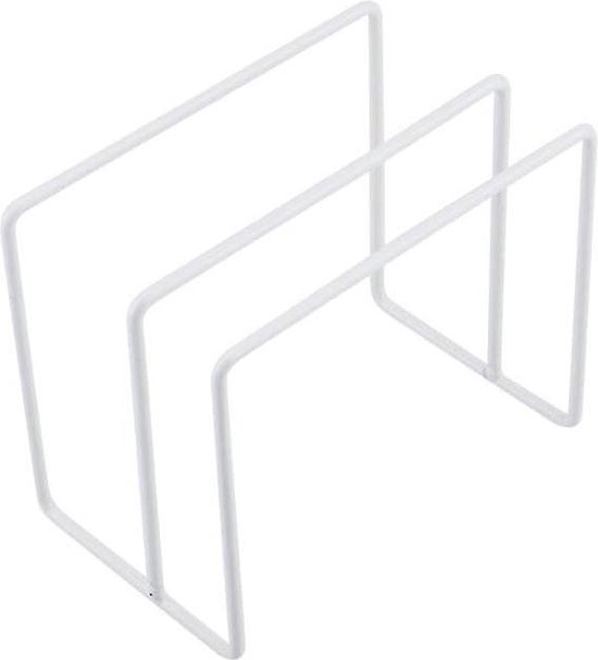 LIMITADA Snijplankhouder, organizer, keukendienblad, ijzeren materiaal, dekselhouder, keukenwerkblad, plank voor potdeksel, borden, boeken, zwart, voor thuis, wit