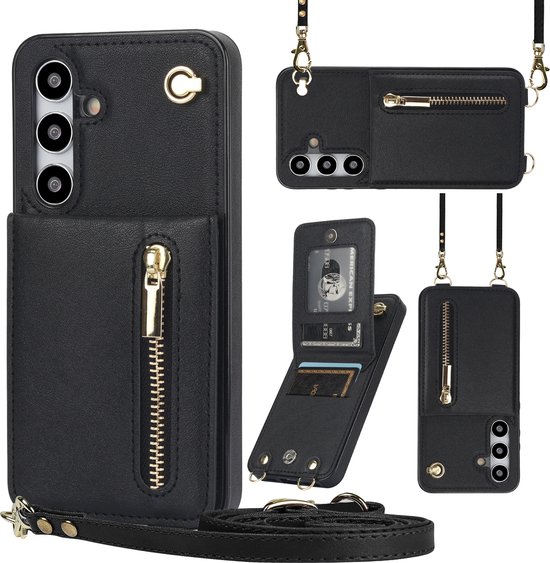 Portemonnee Hoesje Zwart Leren Hoesje Geschikt Voor De Samsung Galaxy Z Flip 4 Galaxy Flip 4 Hoesje Zwart Hoesje Van Zacht Leer Geschikt Voor Samsung Flip 4 Afneembare Portemonnee Hoesje Zwart