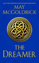 Couverture du livre 'The Dreamer' avec un nœud celtique doré sur fond bleu. Par May McGoldrick.