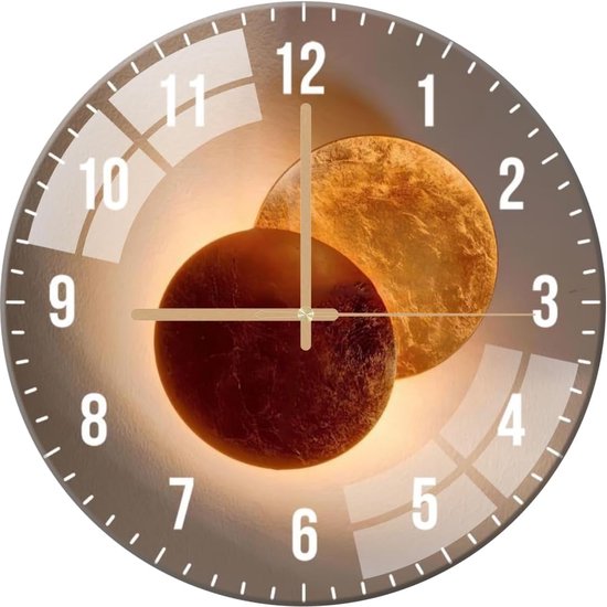 ALEENFOON 30 cm, rond, modern, stil, zonder tikkende geluiden, binnenklok, niet tikkende wandklokken, hangende klok voor woonkamer, keuken, kantoor, slaapkamer (Venus goud