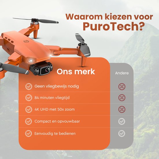 Purotech Camera PuroTech Ultra Smart Drone - 4K UHD Camera - Drone Met Camera voor ...