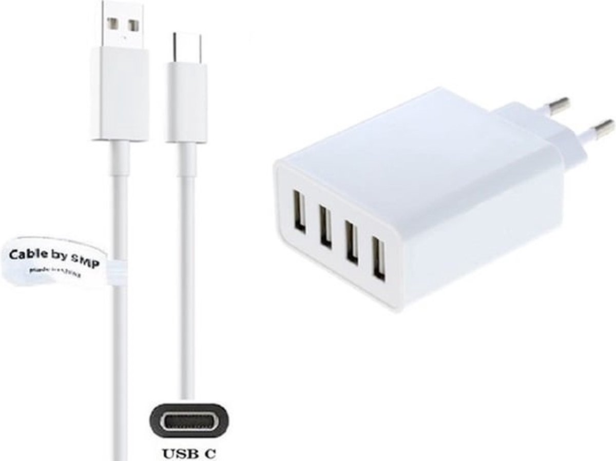 OneOne 4.8A lader met 4 poorten + 1,5m sterke USB C kabel. Oplader adapter past op TomTom GO Expert Plus, GO Superior, GO Exclusive, GO Expert 7 Plus, GO Navigator, GO Superior, Go Classic, Go Camper Max / PP, Go Professional 2e Gen.