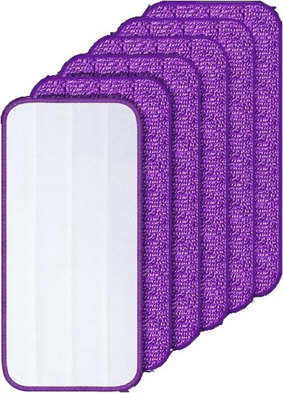 Homesy Lot de 6 recharges de balai à franges compatibles avec le système de balai à franges Swiffer Wetjet - Tampons de balai réutilisables - Lavables - 6 pièces Violet