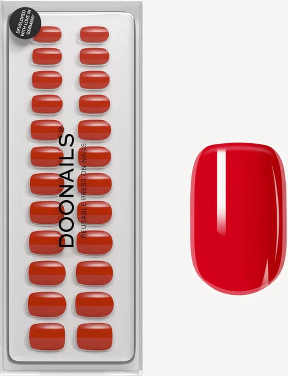 Doonails - Soft Gel Press Ons - Rose Red Short Square