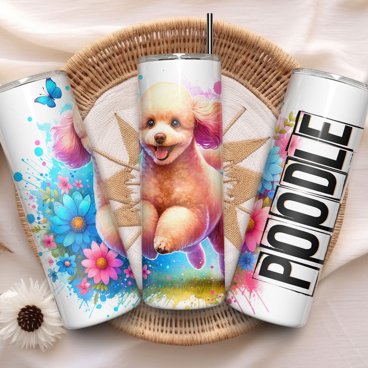 Poedel Tumbler cadeau honden beker met rietje - Geïsoleerde roestvrijstalen drinkbeker met deksel - Thermosbeker Hond - Thermosfles - Schoolbeker- Cadeau voor hondenliefhebber - Draagbare thermosfles - Huisdier cadeau - Huisdier - Koffiebeker