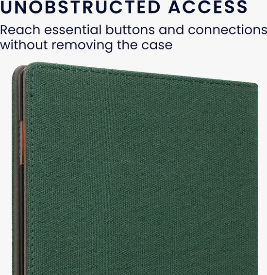kwmobile e-reader hoesje geschikt voor Pocketbook InkPad 4 / Color 3 / Color 2 / Vivlio InkPad 4 / InkPad Color 3 hoes - Canvas eReader flip case - E reader cover met handband - In donkergroen van kwmobile — afbeelding 4