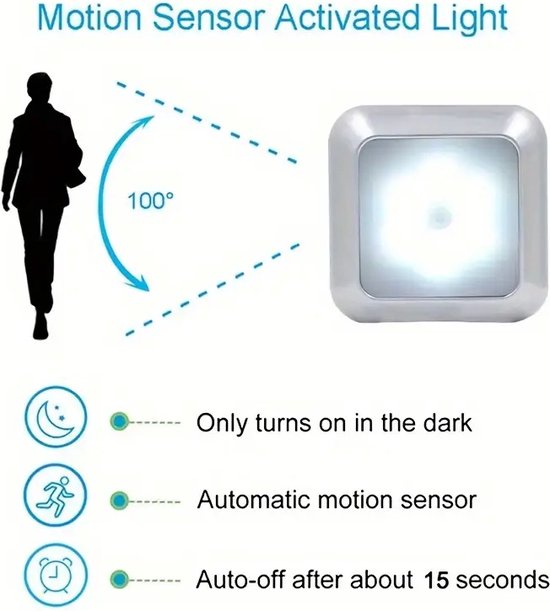 Led lamp op batterij- beweging sensor wit- Badkamer- Trap- Kastlamp- wandlamp binnen van QX Trades — afbeelding 4