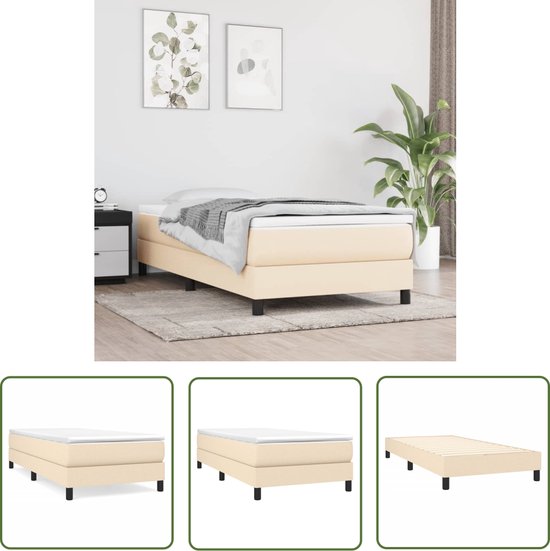 vidaXL Bedframe zonder matras 100x200 cm stof crèmekleurig - Ottomaanse Bedframe