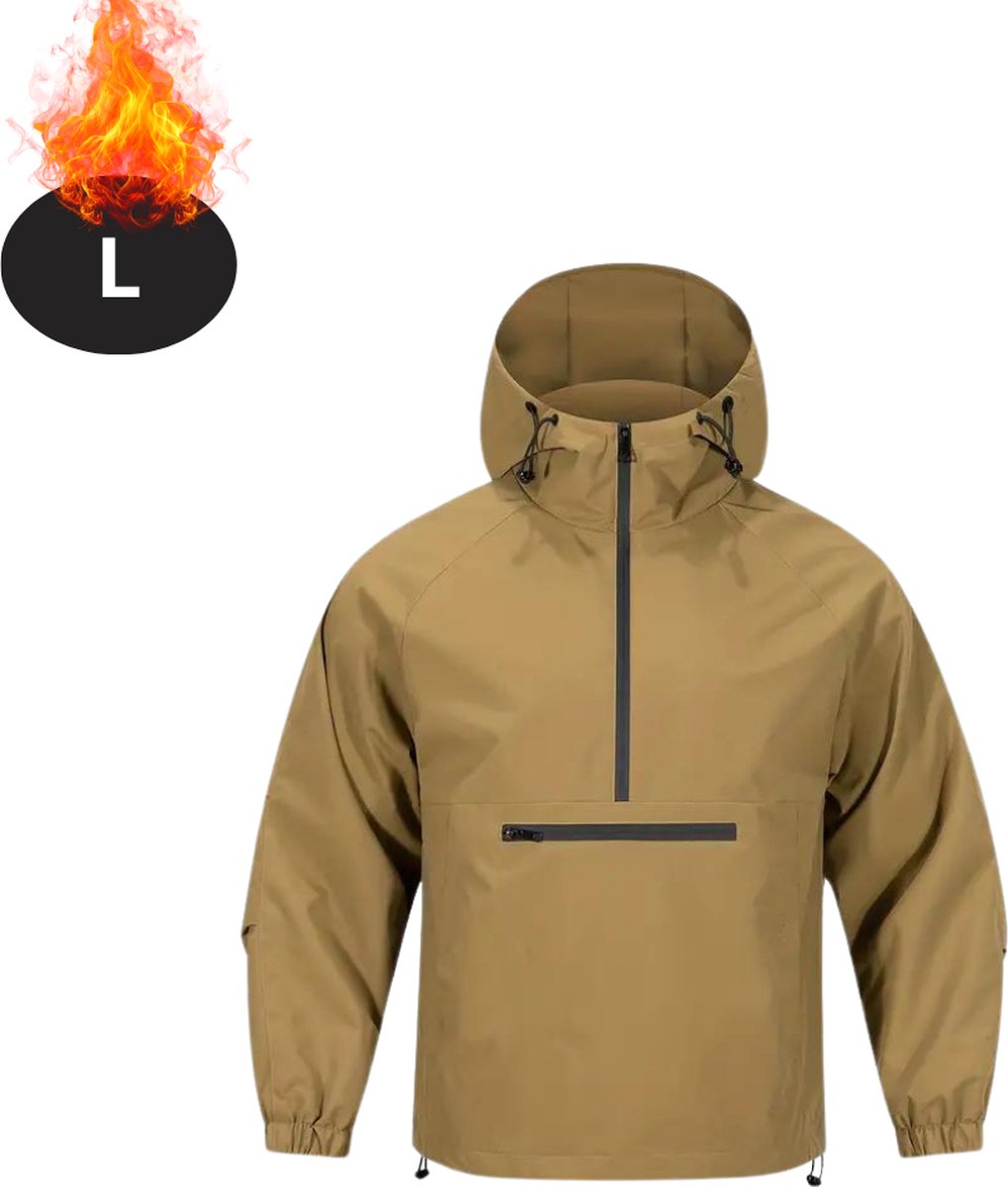 Bovista Windjas Voor Heren Windjack Waterdicht Jas Met Capuchon Outdoorjas Volwassen Beige