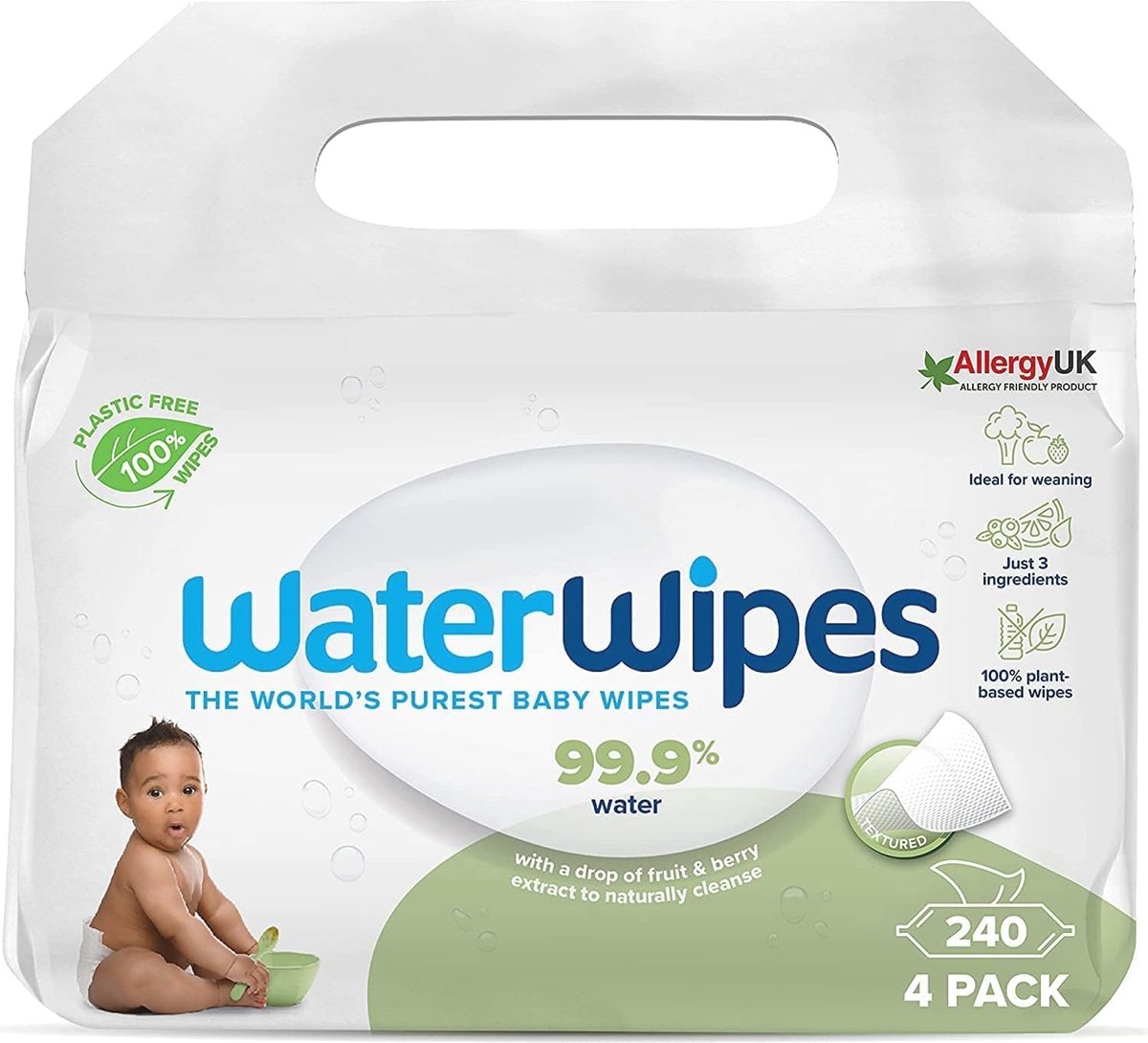 Goedkoopste Kunststofvrije vochtige doekjes voor peuters en baby's - 240 stuks, 99,9 waterbasis, geurvrij, milde reiniging