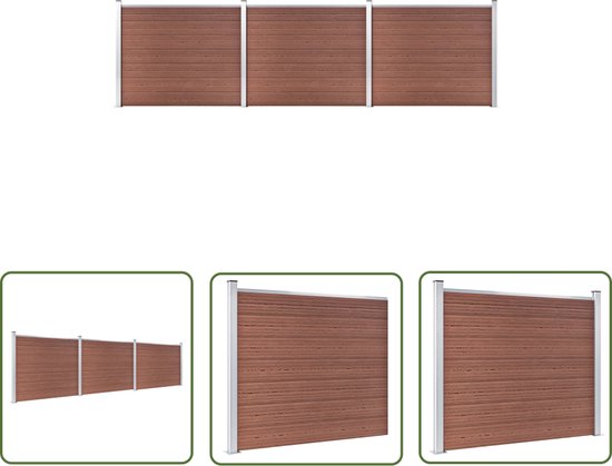 The Living Store Clôture Bois-Plastique-Composite 526x146 cm - Marron