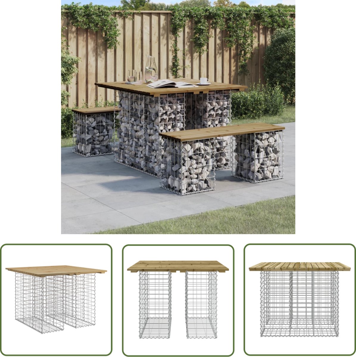 vidaXL Houten Tuinbank - Tuinbank - Tuinbank schanskorfontwerp 100x102x72 cm geïmpregneerd hout - Schanskorfbank - Buitendrank - Balkon Meubel