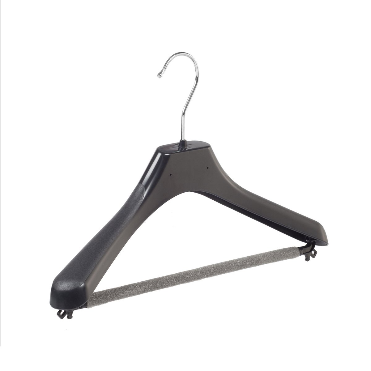 De Kledinghanger Gigant - Mantelhanger - Kostuumhanger - Jassenhanger - Kinderen - LX36 - 40 Stuks - Kunststof - Zwart - Gebogen Model - Schouderverbreding 4,2 cm - Broeklat met Schuim - 36 cm - Kinderhanger - Kledinghanger - Kleerhanger - LX-Serie