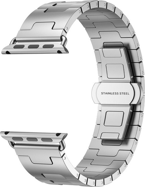 Bracelet en titane - convient pour Apple Watch séries 1/2/3/4/5/6/7/8/9/10/SE/SE 2/ Ultra/ Ultra 2 avec taille de boîtier 42 mm / 44 mm / 45 mm / 49 mm - argent