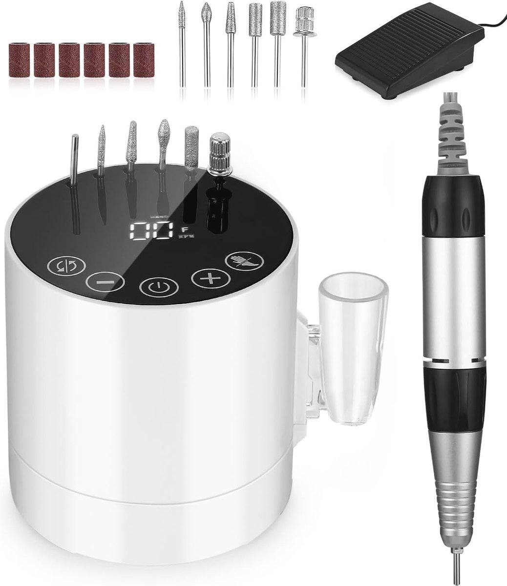 Elektrische nagelfrees met LCD-display - 35.000 omw/min, touchscreen en voetpedaal