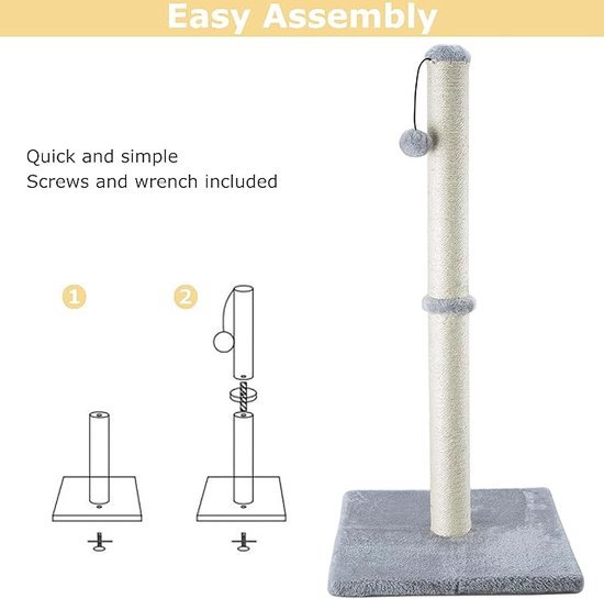 PawHut Kattenboom 88 cm voor binnenkatten, kattentoren met krabpaal