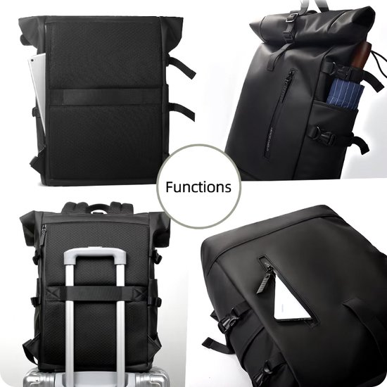 Grote Capaciteit Rol Rugzak voor Dames en Heren - Laptoptas - Rolltop Rugzak Heroïsche