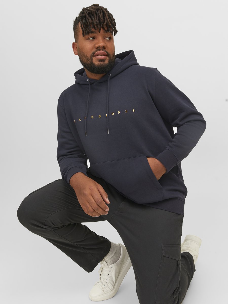 Jack & Jones Trui Jjestar Jj Sweat Hood Noos Pls 12243527 Dark Navy Mannen Maat — afbeelding 5