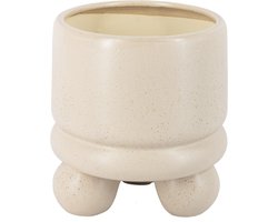 HomeBound by KY | Aardewerk bloempot op bolpootjes zand | off-white plantenbak