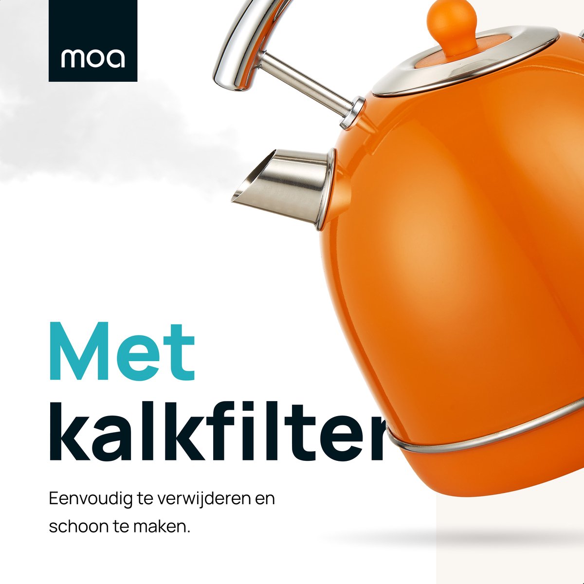 MOA Waterkoker Retro - 1,8 Liter - Elektrische Waterkoker - BPA-vrij - Anti Calcium Filter - RVS - 2200W - Oranje – foto 5