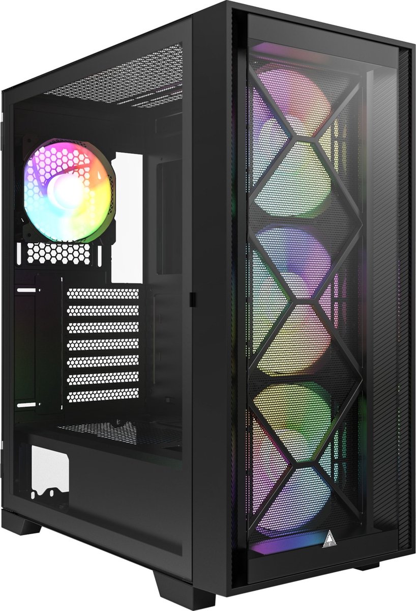 Montech AIR 1000 Premium Black ATX Mid Tower Case - 3 x 140mm,1 x 120mm ARGB Fans Pre-Installed - Swivel Glass Side Panel - Both Detachable Mesh and Tempered Glass Front Panel