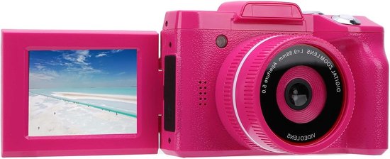 Digitale camera 4K fotocamera 64MP camera: vlogging fotoapparaat voor video's met 3 inch klapscherm, draagbare batterij, compacte camera met 16 x digitale zoom, 32 GB kaart voor kinderen, beginners