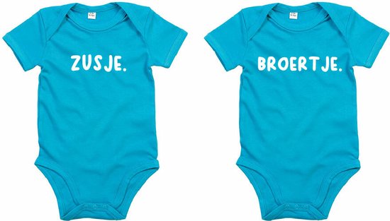 Rompertjes - Zusje & Broertje-Surf Blue-6-12 Maanden