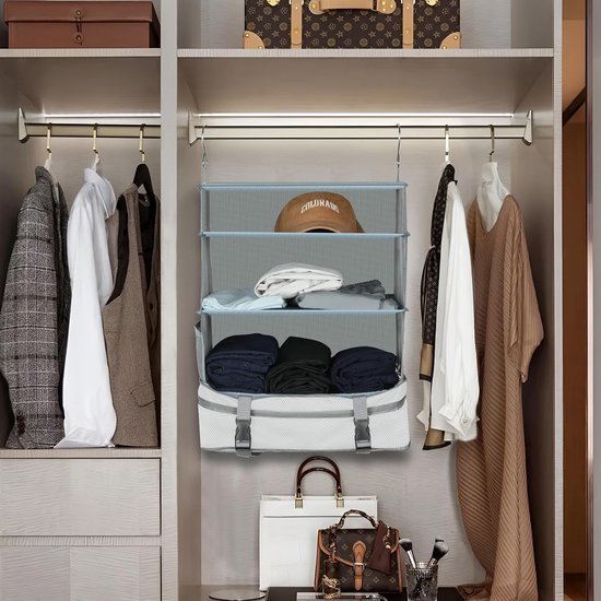 Opbergsysteem Voor Handtassen, Transparant, Om Op Te Hangen In De Kledingkast Beige Ruimtebesparend Voor De Woonkamer