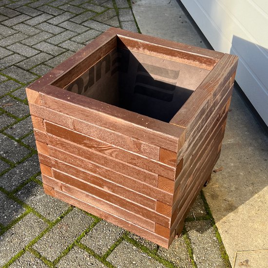 AMISHOUT - Jardinière carrée en bois 45x45x45 cm - marron - jardinière d'extérieur