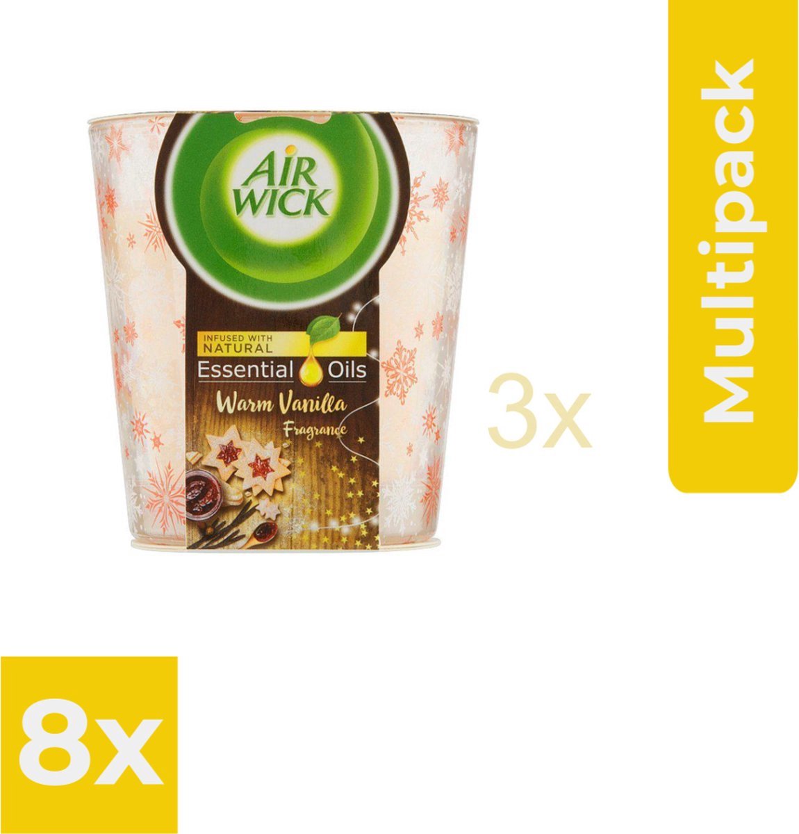 Air Wick Airwick Geurkaars - Essential Oils - Hemelse Vanille - 6 x 105 gram - Voordeelverpakking 8 stuks Beigebruin