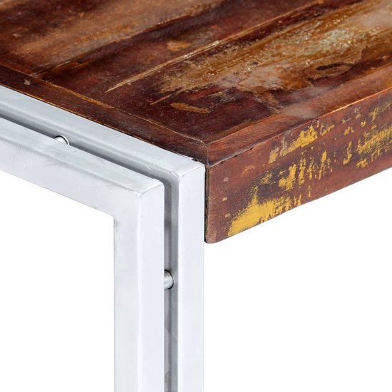 The Living Store Table en Bois Vintage Industriel - 120 x 60 x 35 cm - Bois recyclé - Fer