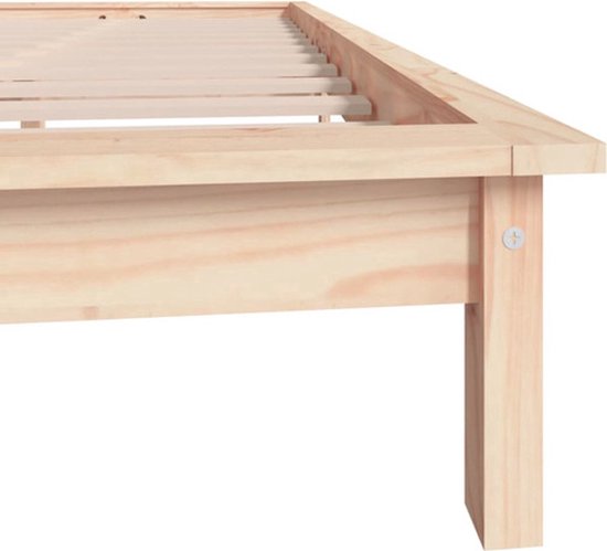 The Living Store Lit Bois de pin - Cadre de lit Classique en bois - 120x200cm - Aspect rustique