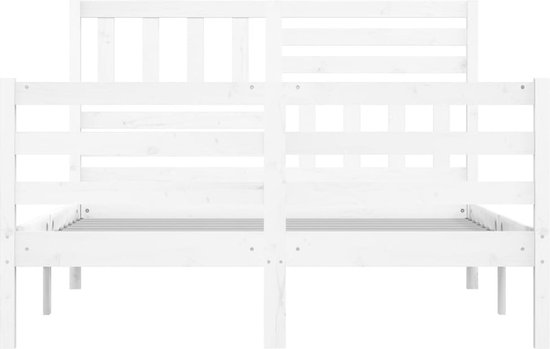 The Living Store Cadre de lit en bois de pin - Wit - 195,5 x 146 x 100 cm (L x L x H)