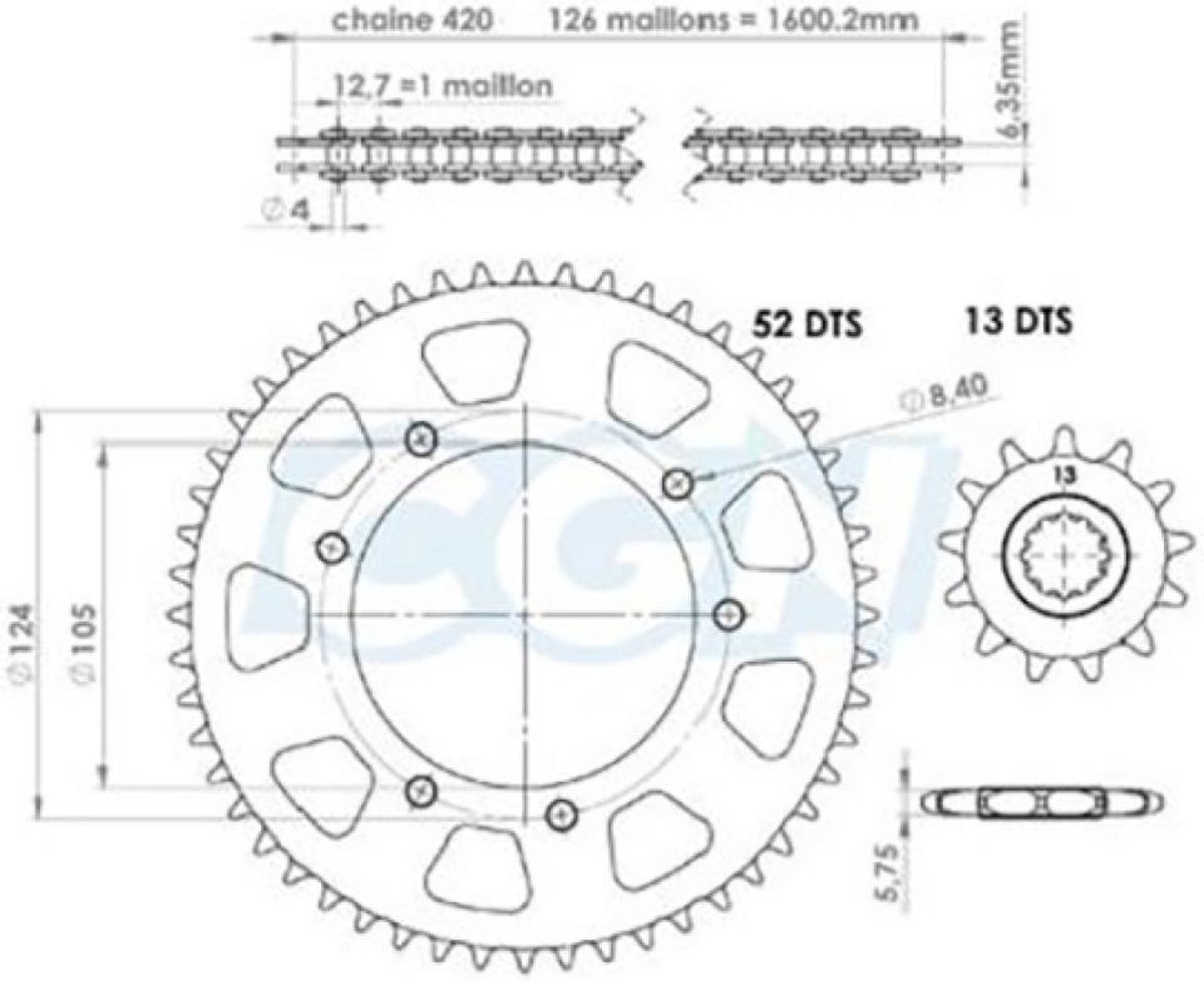 Kit chaîne Teknix pour Moto Peugeot 50 XP6 SM Après 2002 Neuf