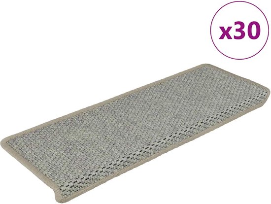 Lichtgroene sisal-look trapmat met beige rand, x30.